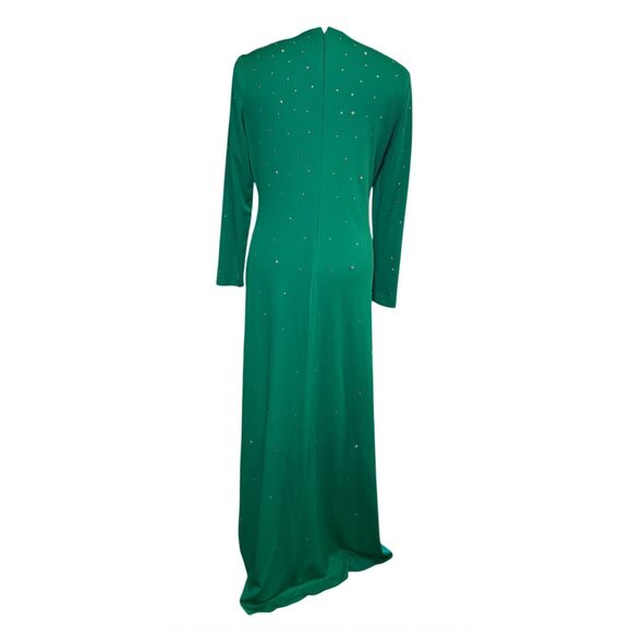 New!  Parues Feinstein Vintage Formal Gown Scattered Crystals Sz. 18 Green - Picture 5 of 12